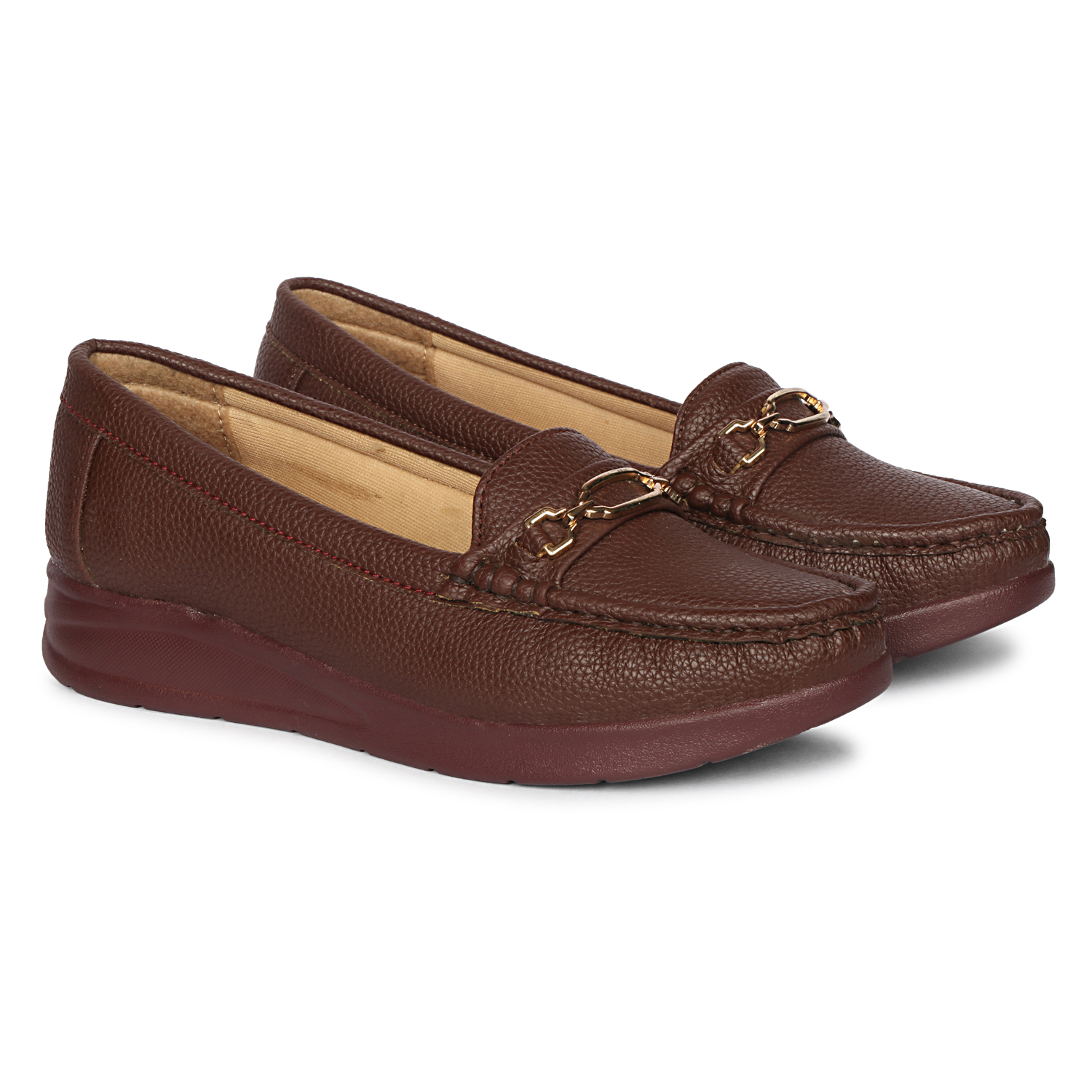 Fangirl Horsebit-Trim Brown Moccasins - Image 3