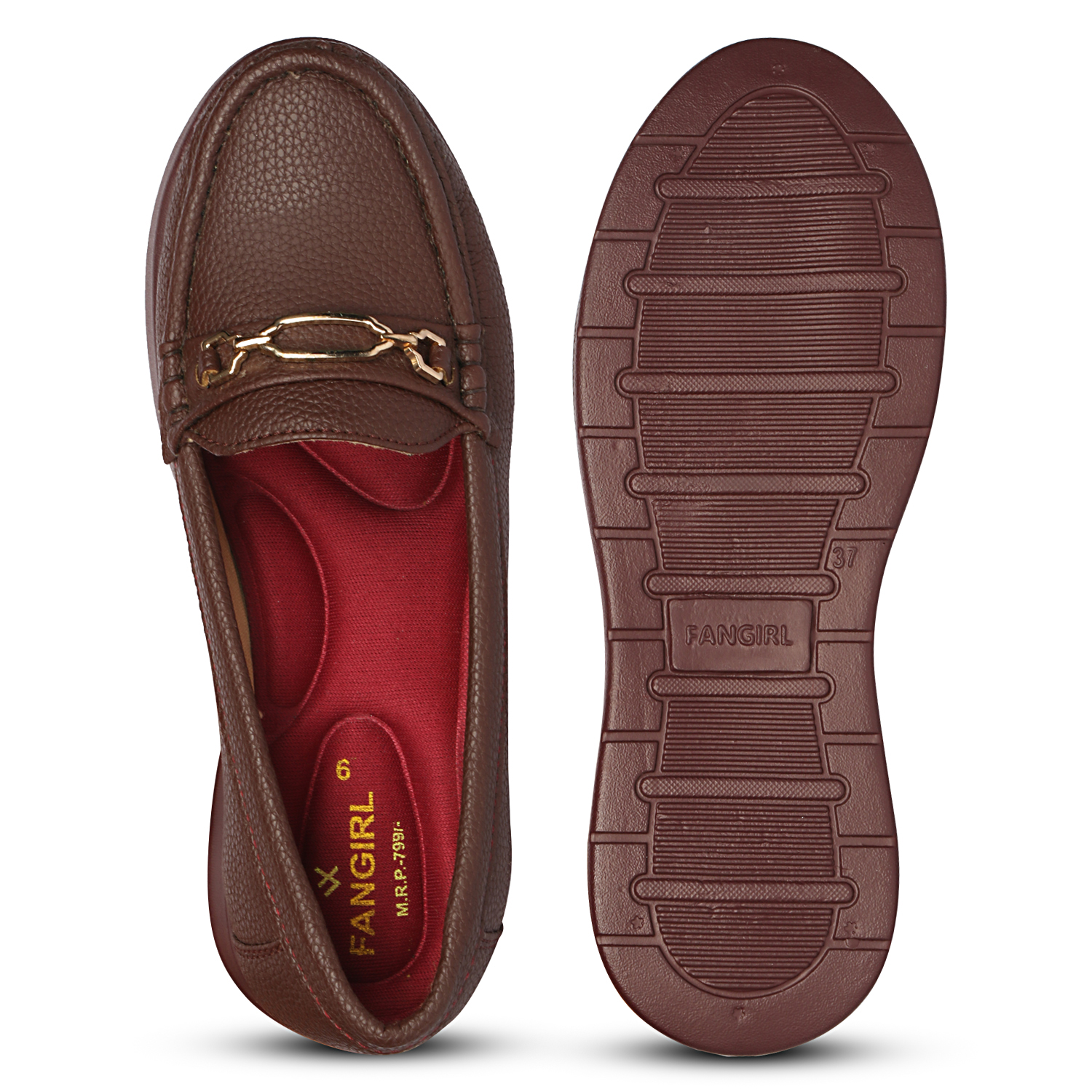 Fangirl Horsebit-Trim Brown Moccasins - Image 5