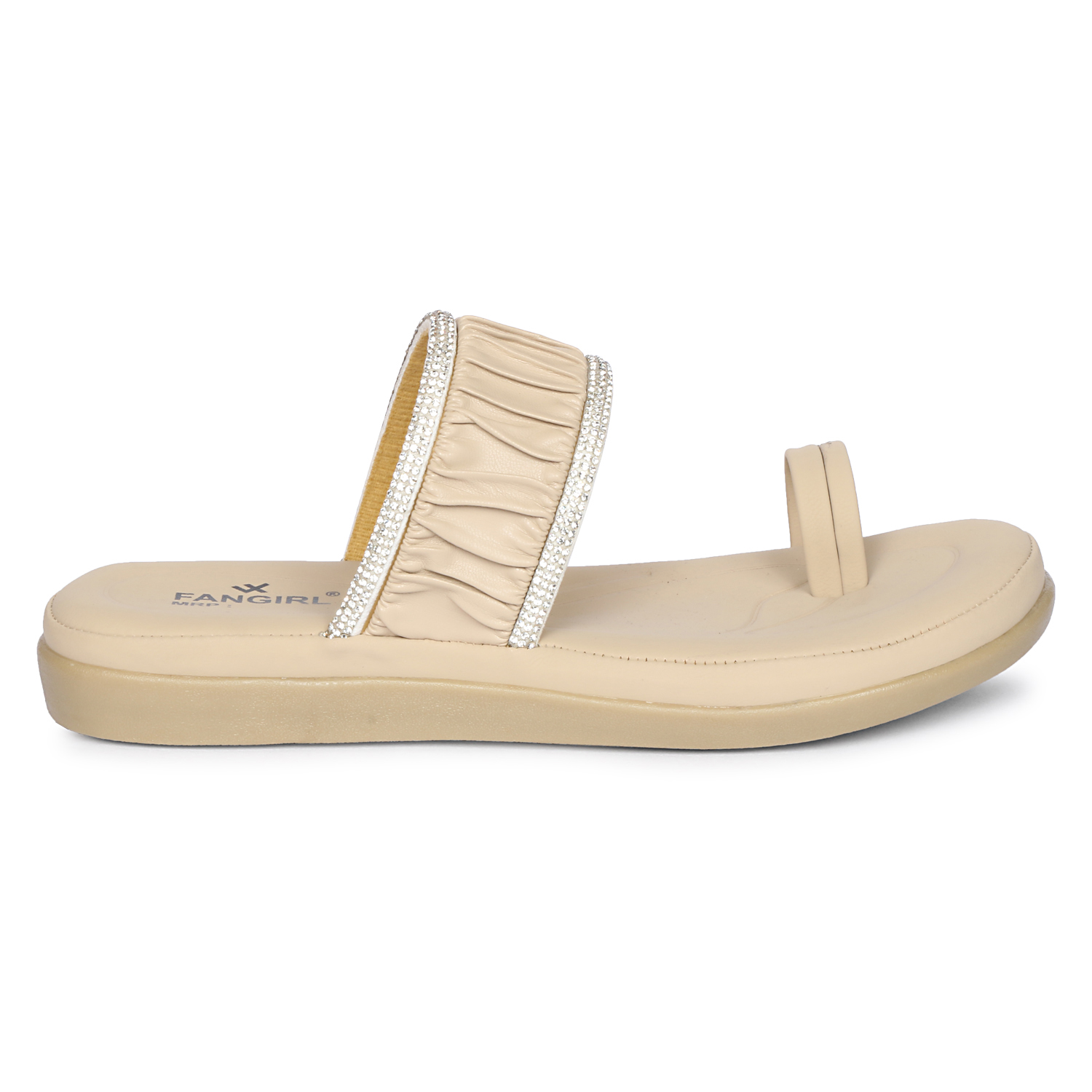 Fangirl Ruched Diamante-Trim Toe-Ring Flat - Image 5