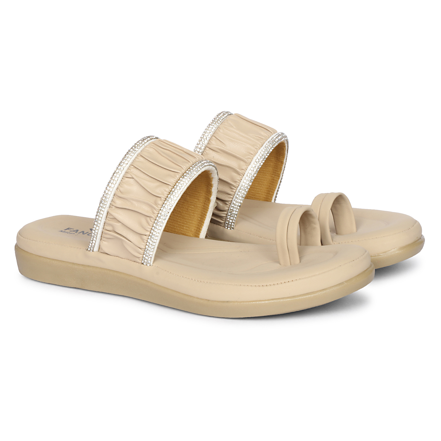 Fangirl Ruched Diamante-Trim Toe-Ring Flat - Image 4