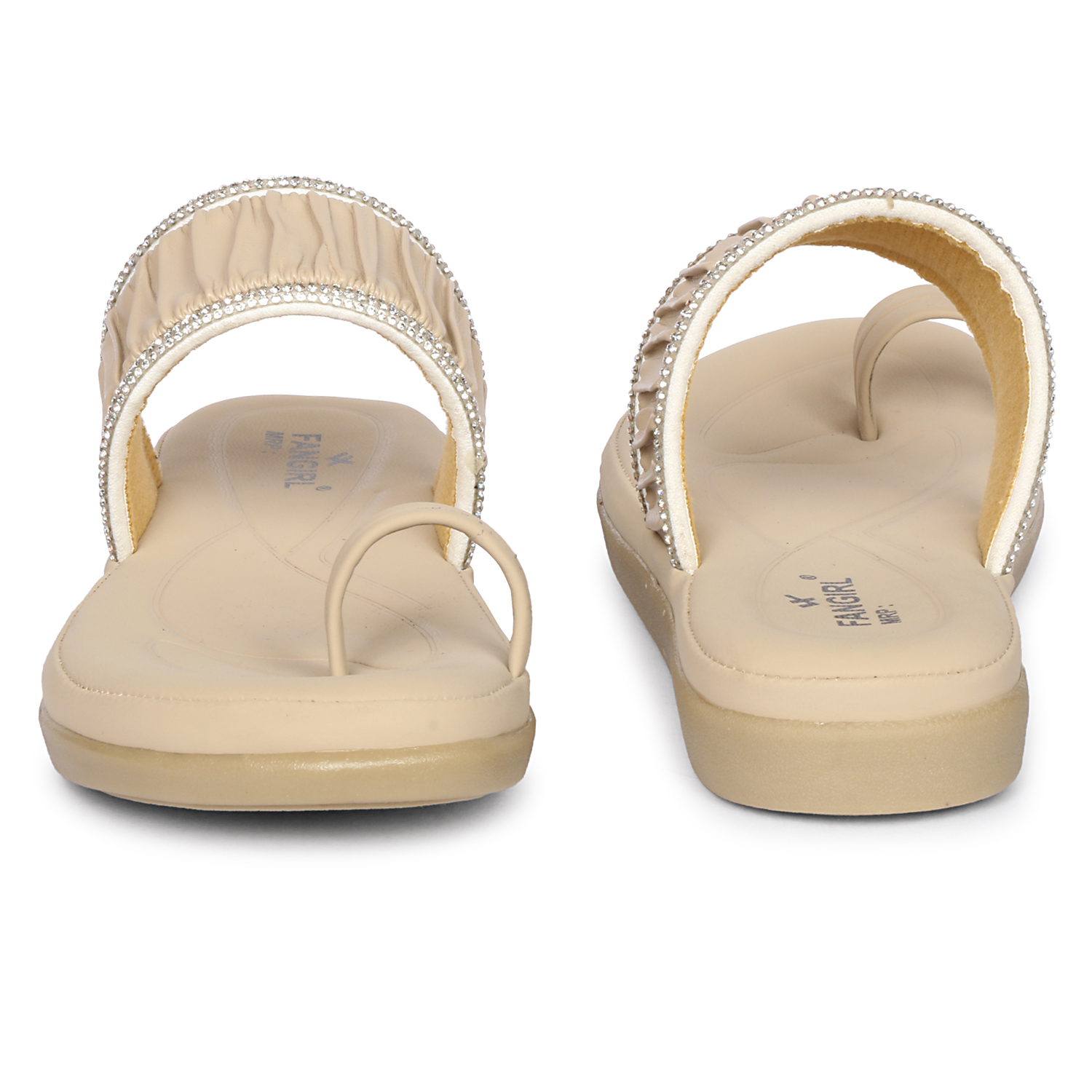Fangirl Ruched Diamante-Trim Toe-Ring Flat - Image 3