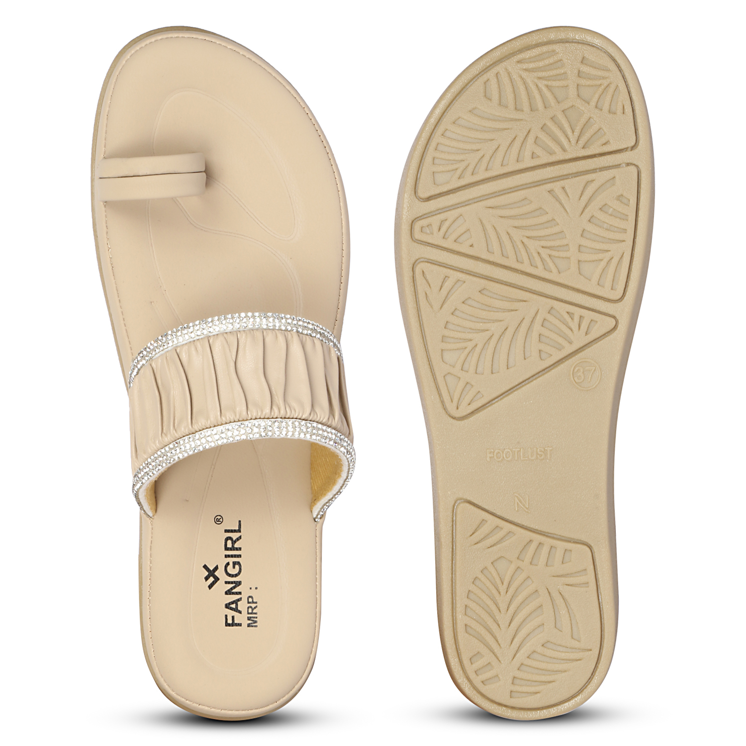 Fangirl Ruched Diamante-Trim Toe-Ring Flat - Image 2