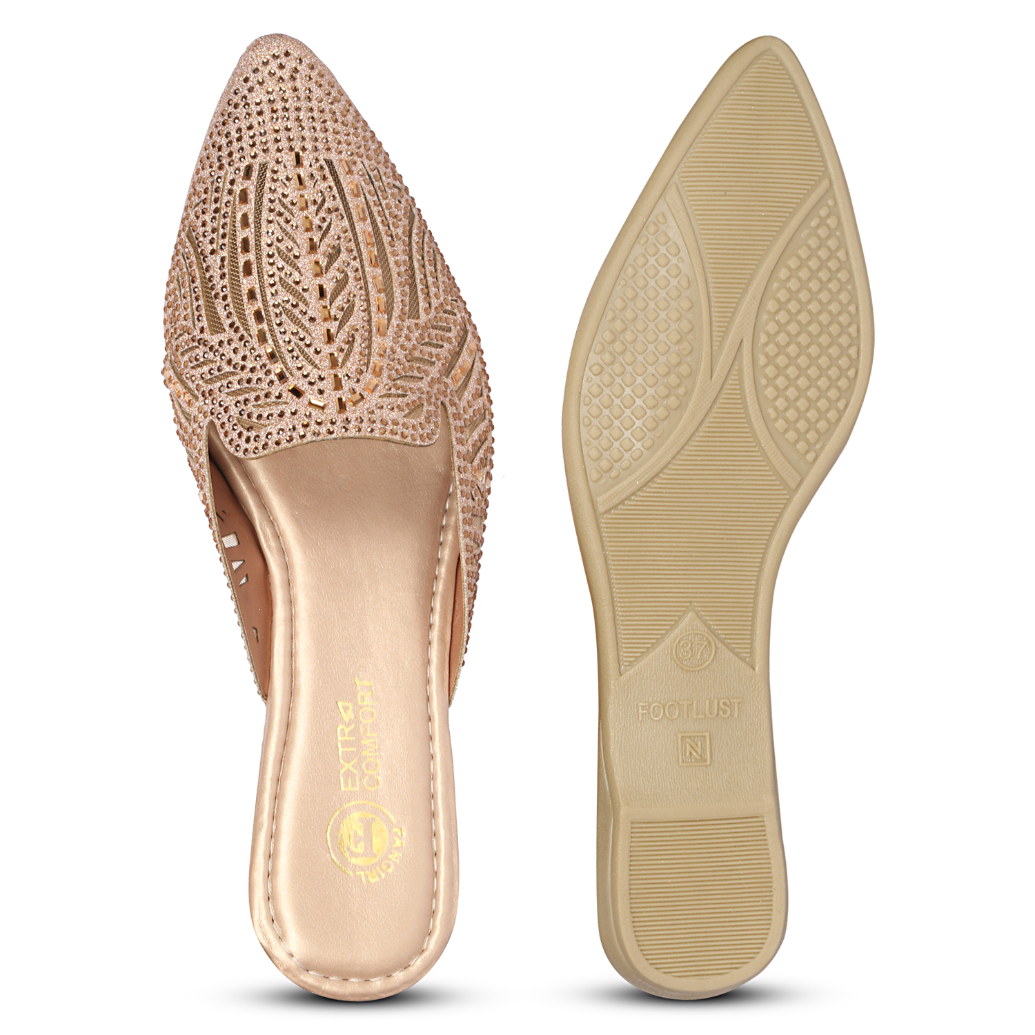 Fangirl Studded Leaf-Cut Diamante Mule Flat - Image 5