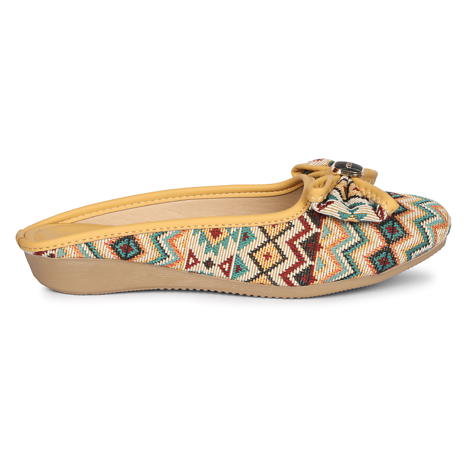 Fangirl Aztec-Print Bow Mule Flats - Image 2