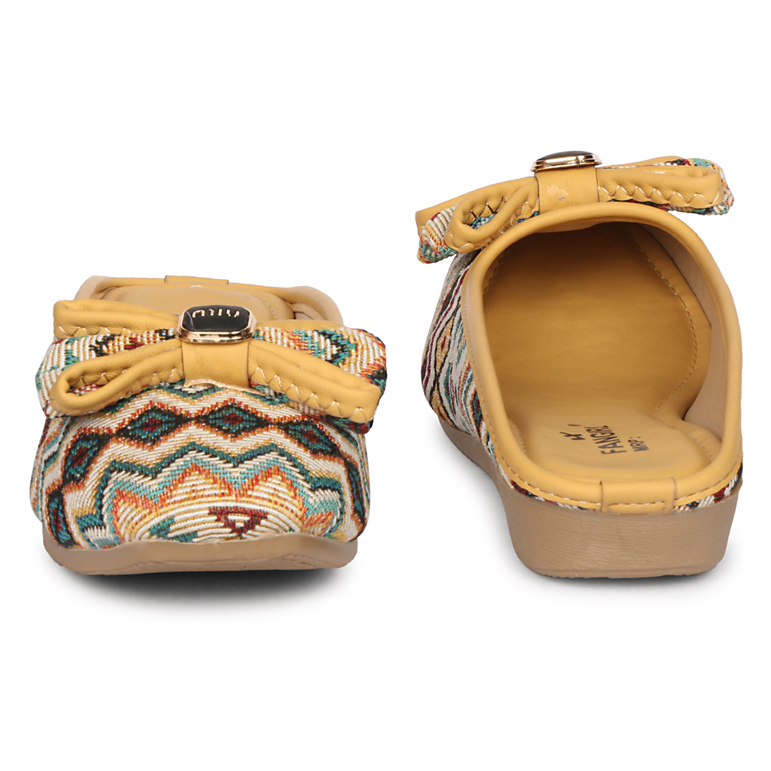 Fangirl Aztec-Print Bow Mule Flats - Image 4