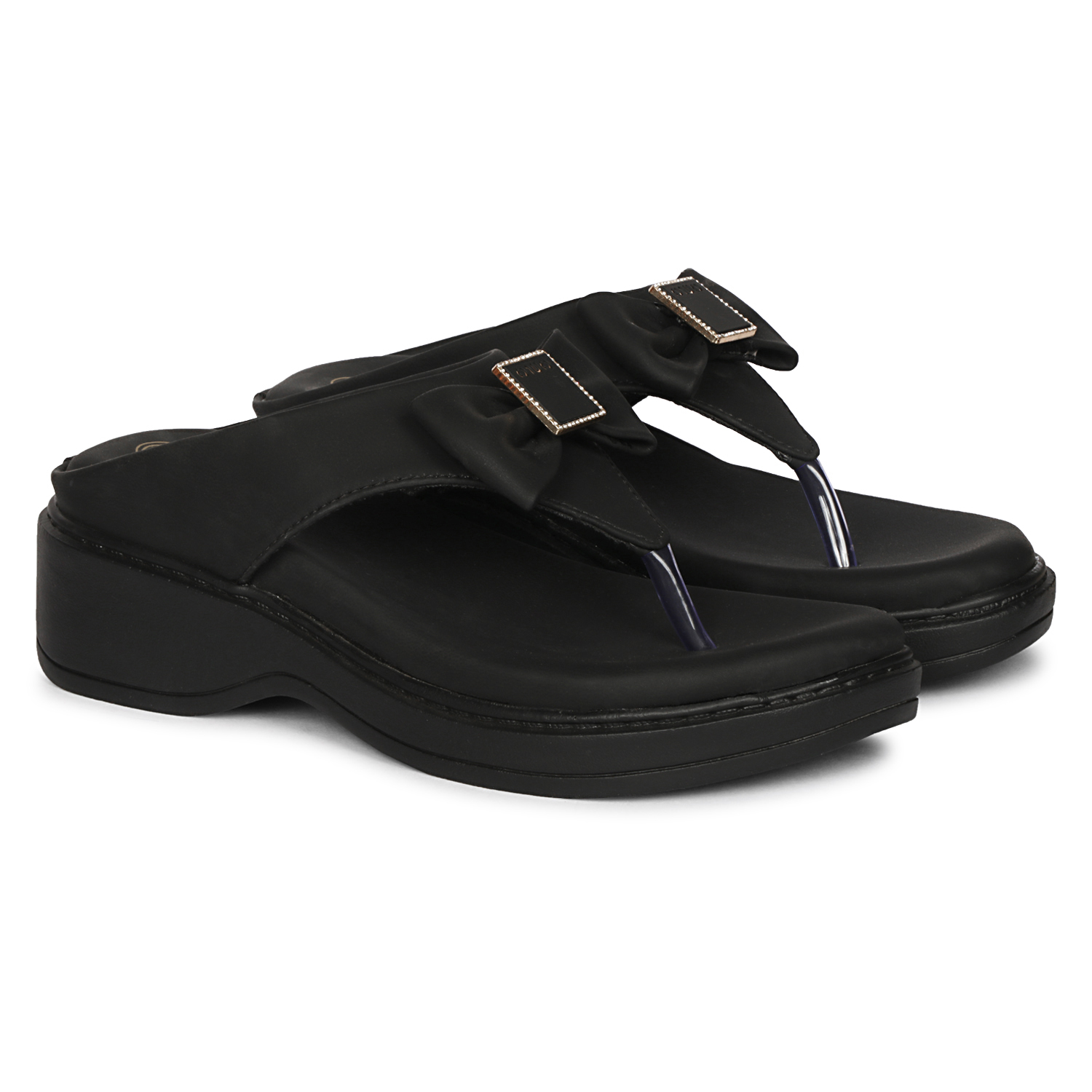 Fangirl Bow-Buckle Thong Platform Wedge - Image 2