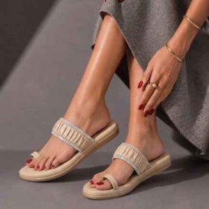 Fangirl Ruched Diamante-Trim Toe-Ring Flat