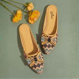 Fangirl Aztec-Print Bow Mule Flats