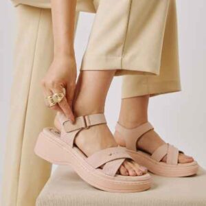 Fangirl Metal-Buckle Ankle-Strap Wedge Sandal (Copy)